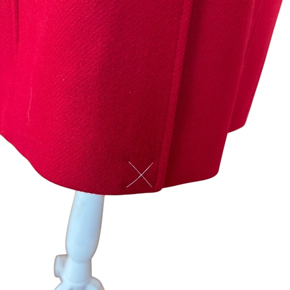 Talbots Petite Red Wool Blend Button Front Coat Gold Chain Detail Petite 4P NWT - Picture 11 of 16